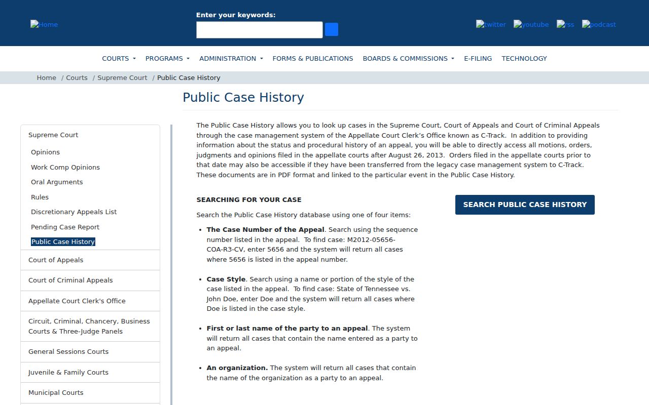 Haywood County case lookup Tennessee appellate case history