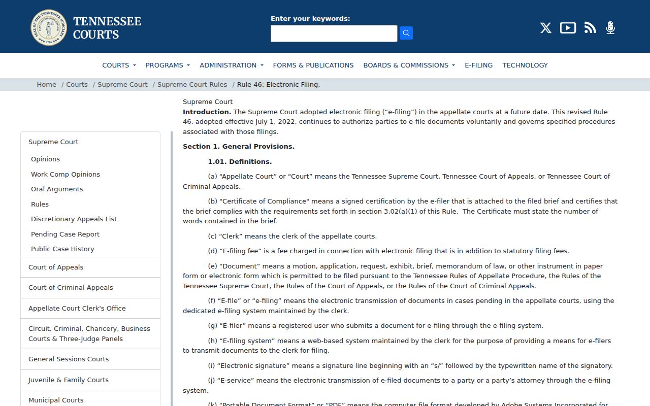 Haywood County civil docket Rule 46 electronic filing
