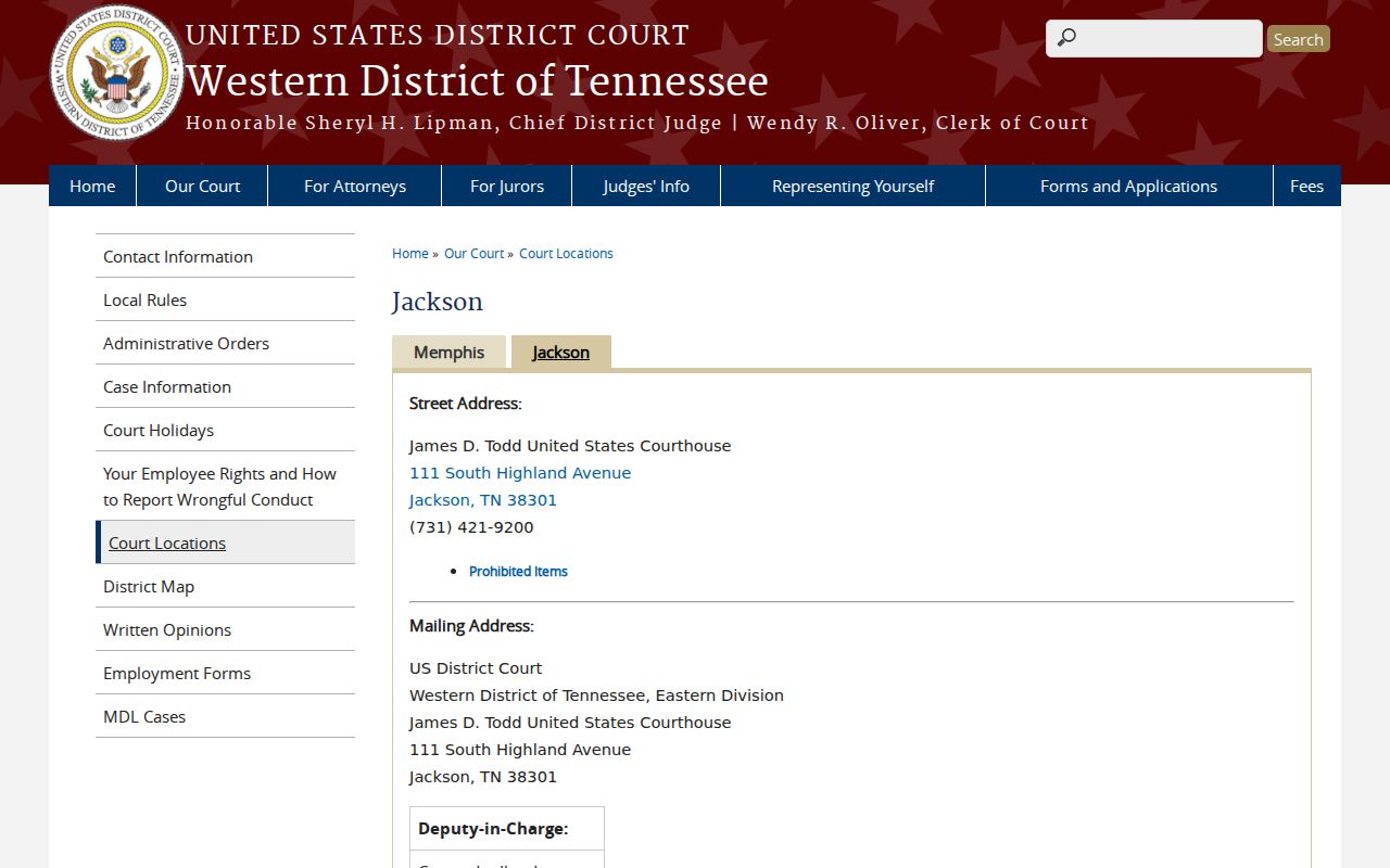 Haywood County court records Jackson federal courthouse page