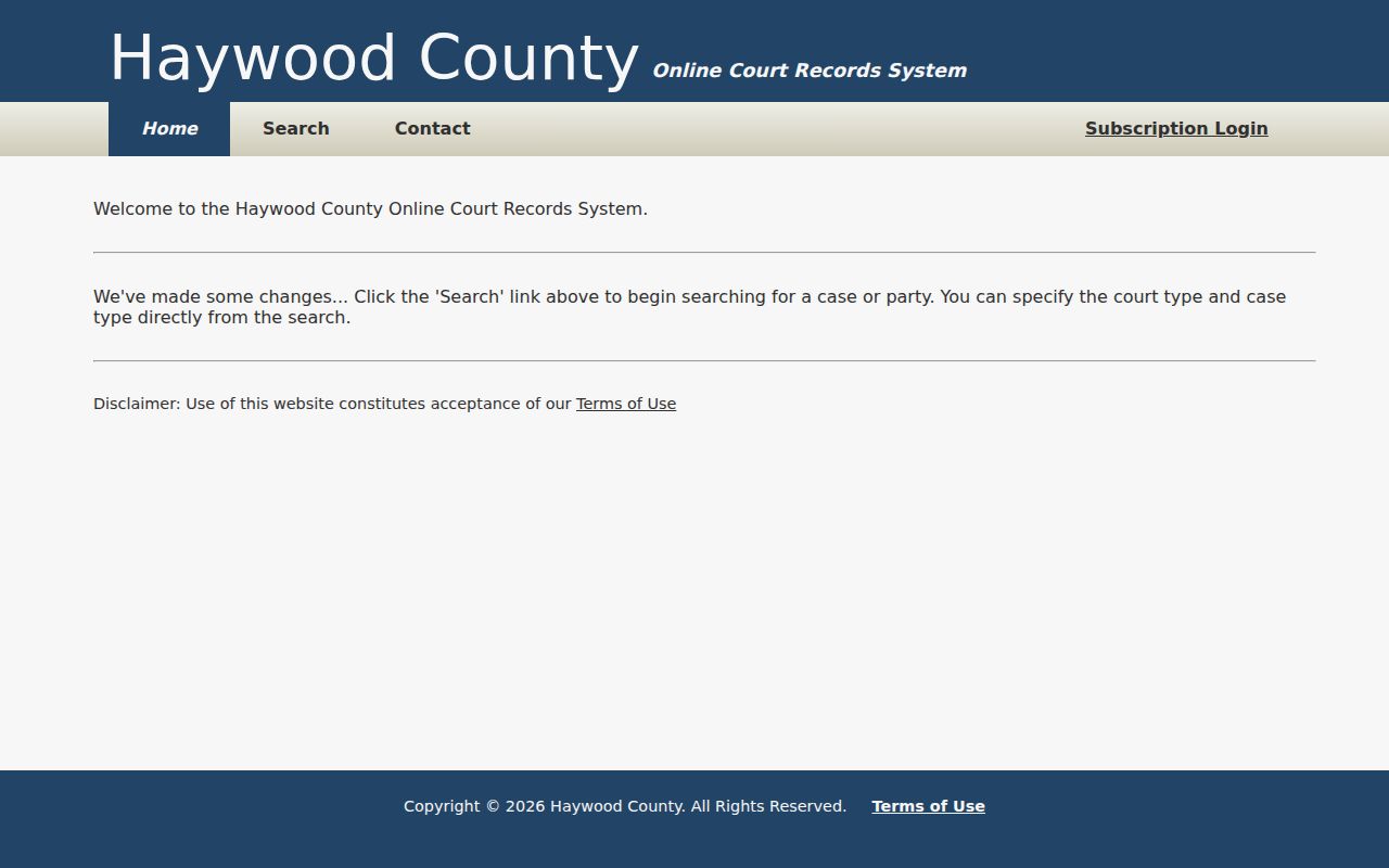 Haywood County criminal docket online records landing